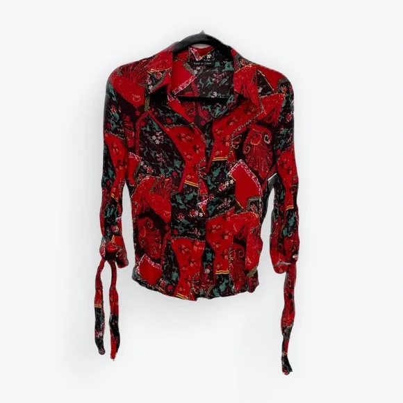 Patterned Button Down Blouse - Picture 1 of 6